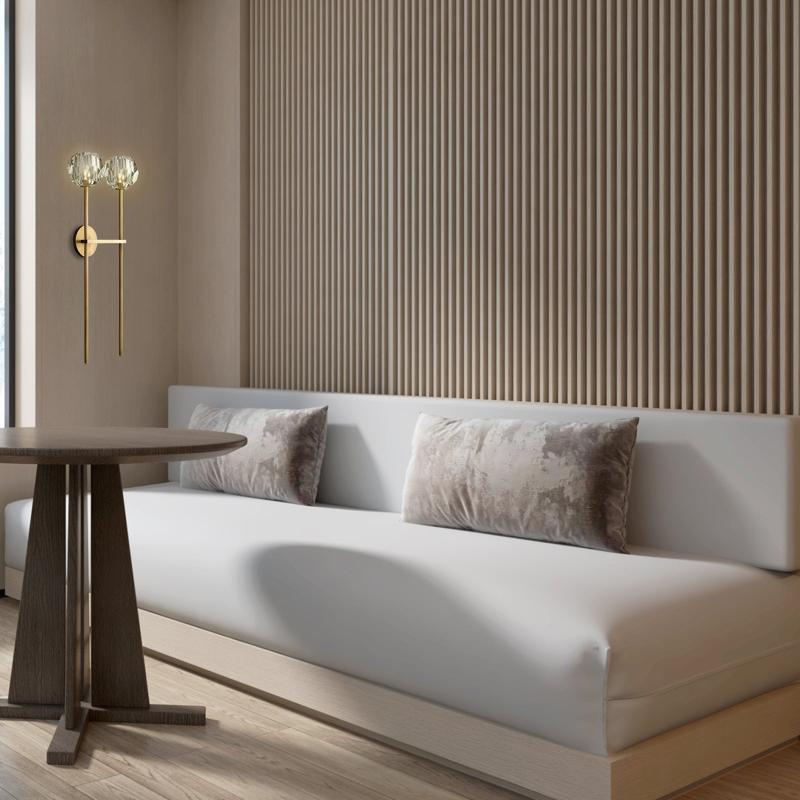 Cell de Double Clear Crystal Ball Wall Sconce