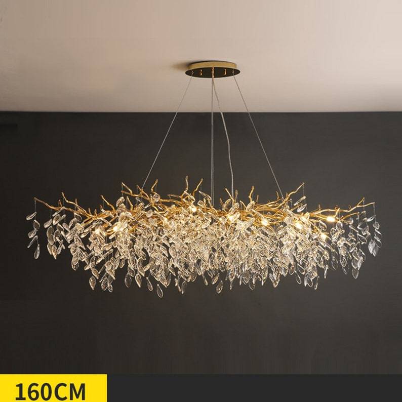 Branch Chandelier Crystals on Dining Room Table