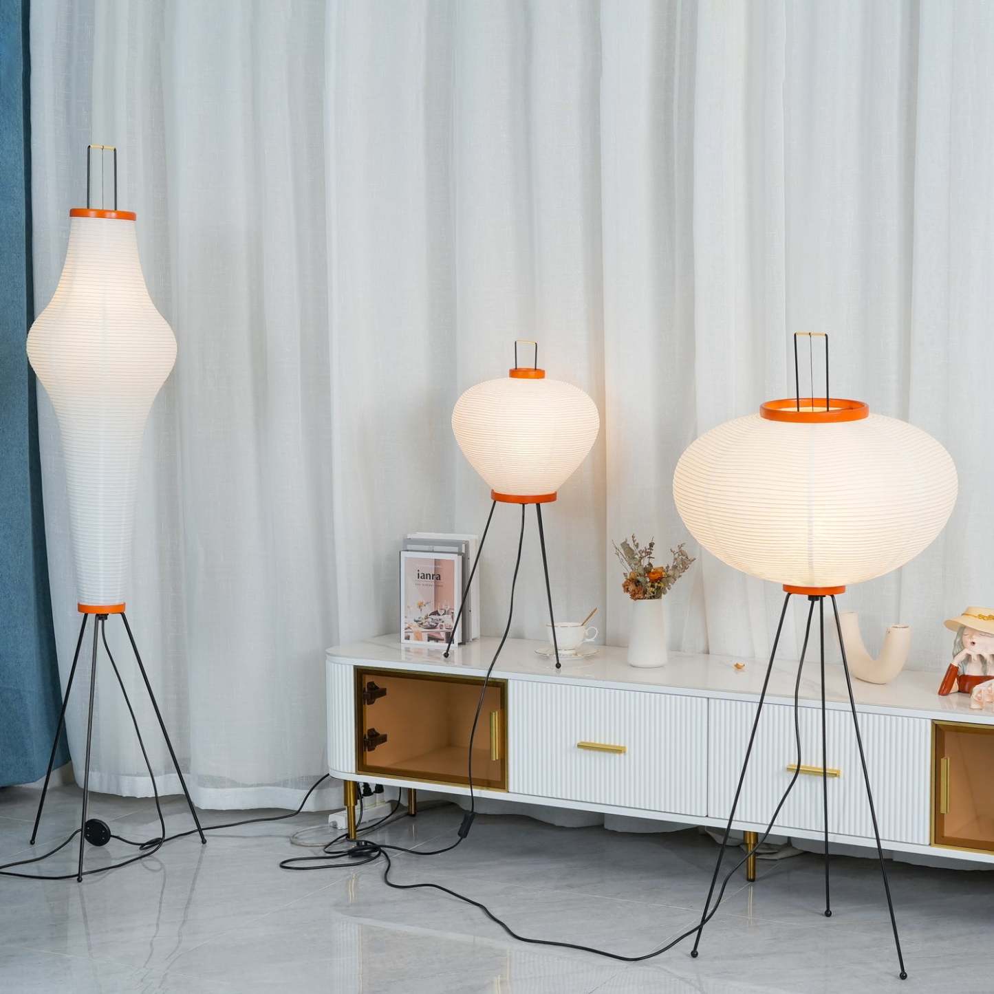 Rice Paper Traditional Floor Lamp