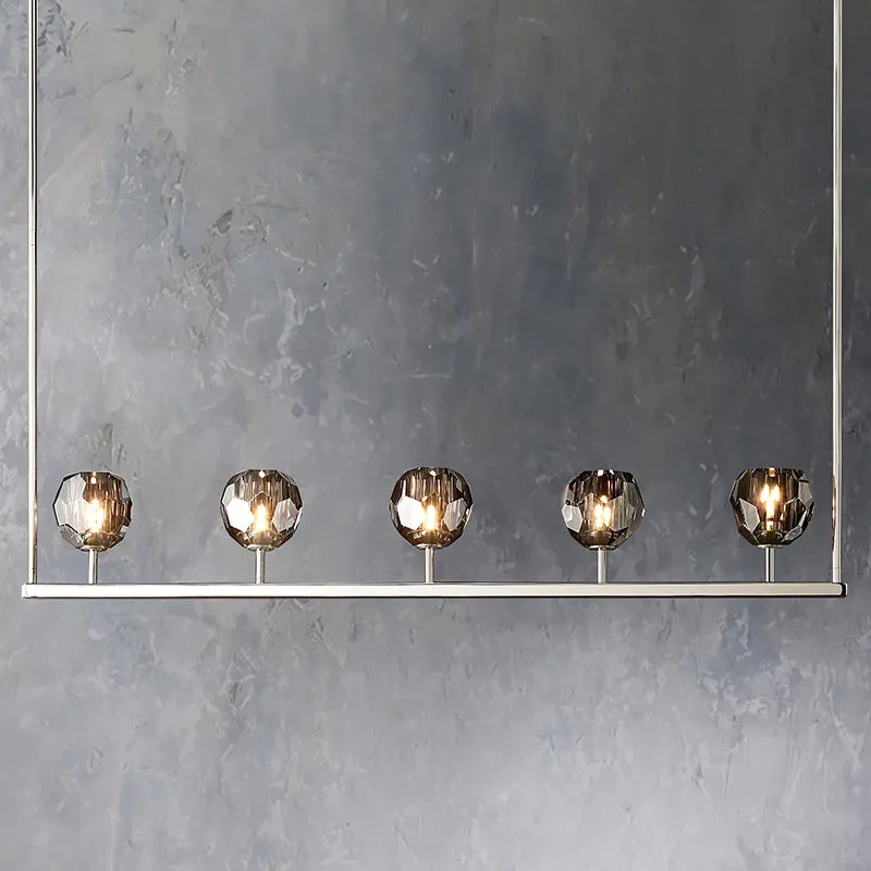 Belle De Crystal Ball Long Chandelier W 48"