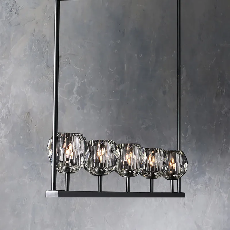 Belle De Crystal Ball Long Chandelier W 48"