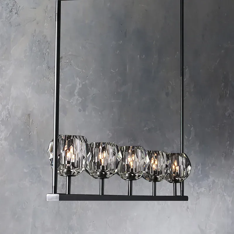 Belle De Crystal Ball Long Chandelier W 48"