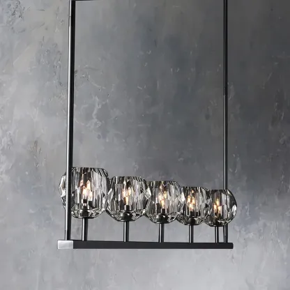 Belle De Crystal Ball Long Chandelier W 48"