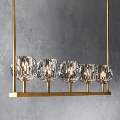Belle De Crystal Ball Long Chandelier W 48"