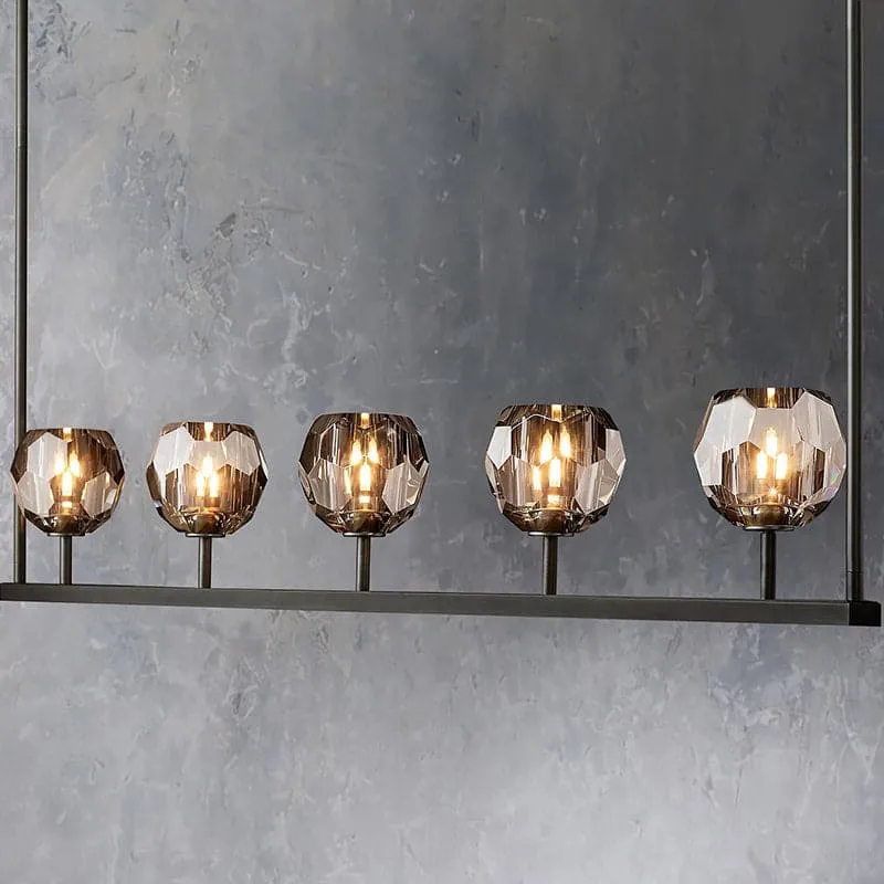 Belle De Crystal Ball Long Chandelier W 48"