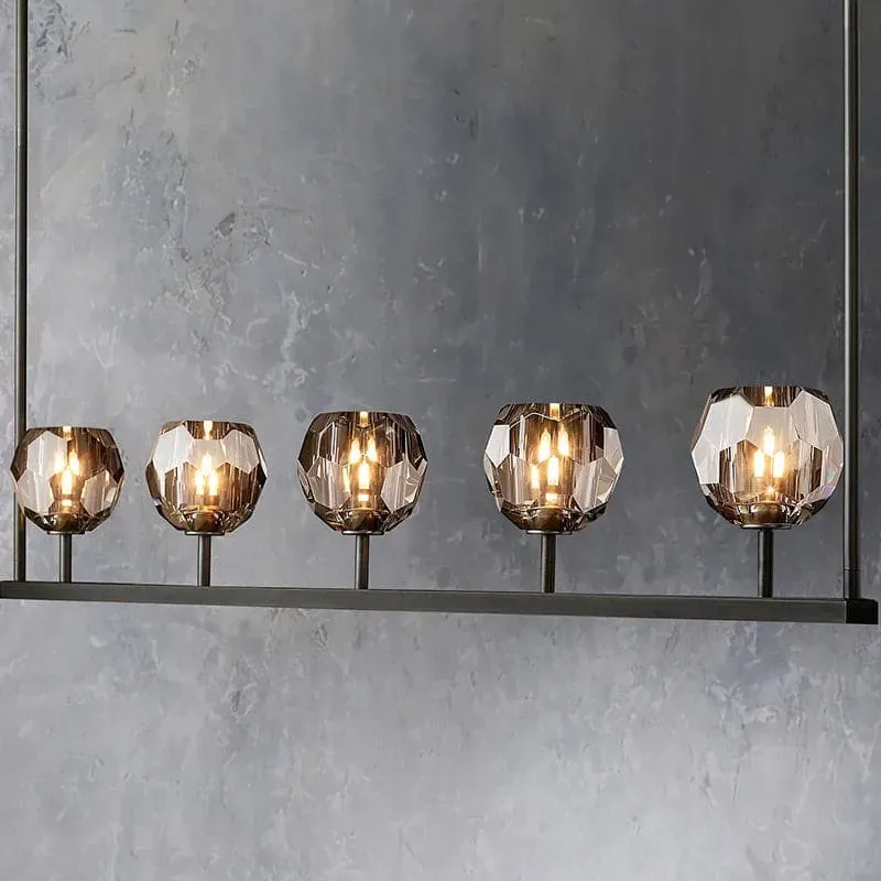 Belle De Crystal Ball Long Chandelier W 48"
