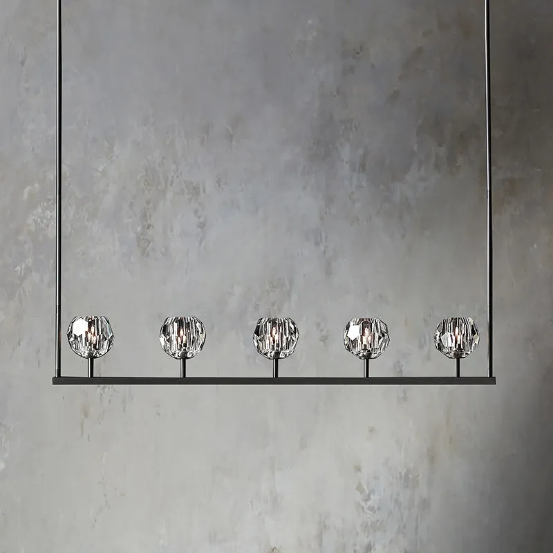 Belle De Crystal Ball Long Chandelier W 48"