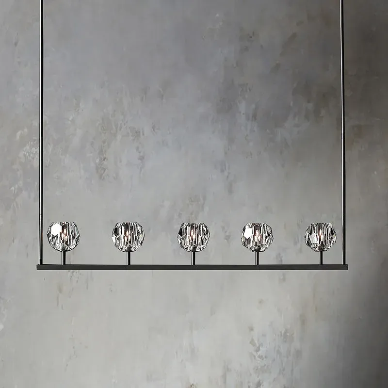 Belle De Crystal Ball Long Chandelier W 48"