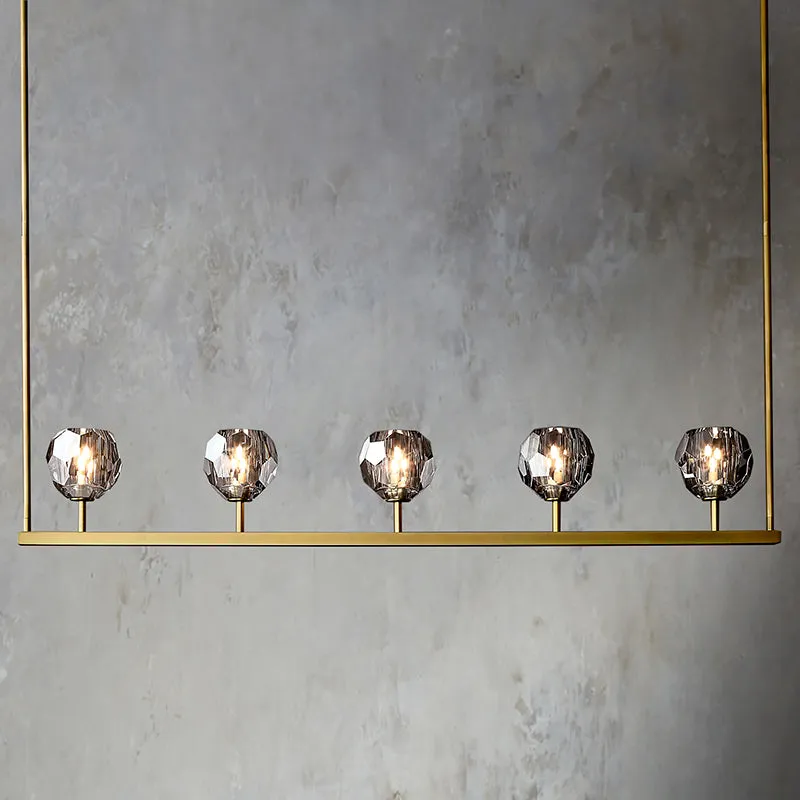 Belle De Crystal Ball Long Chandelier W 48"