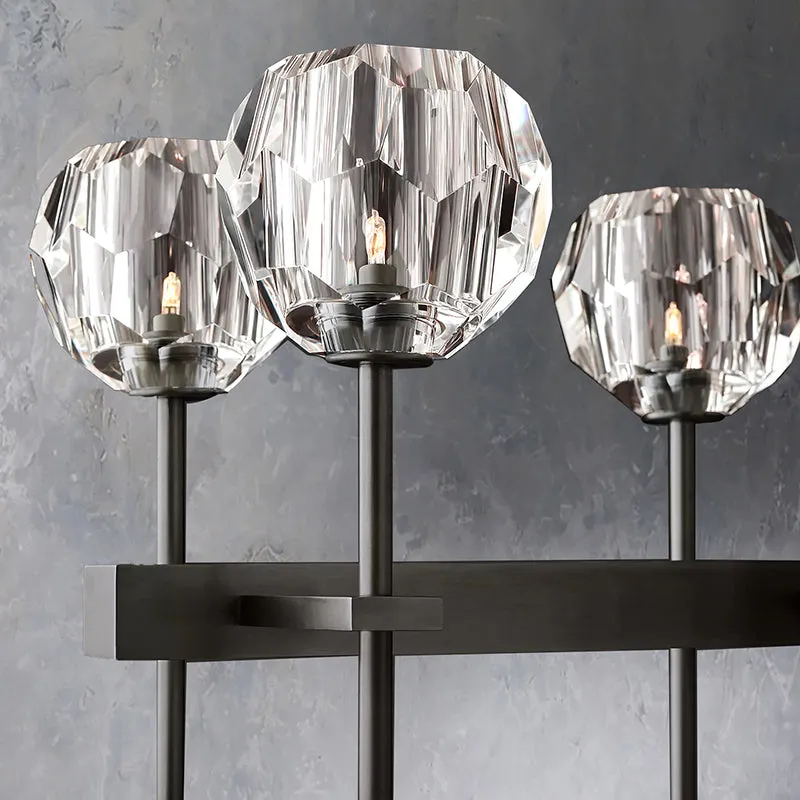 Belle De Crystal Ball Long Linear Chandelier W 60"