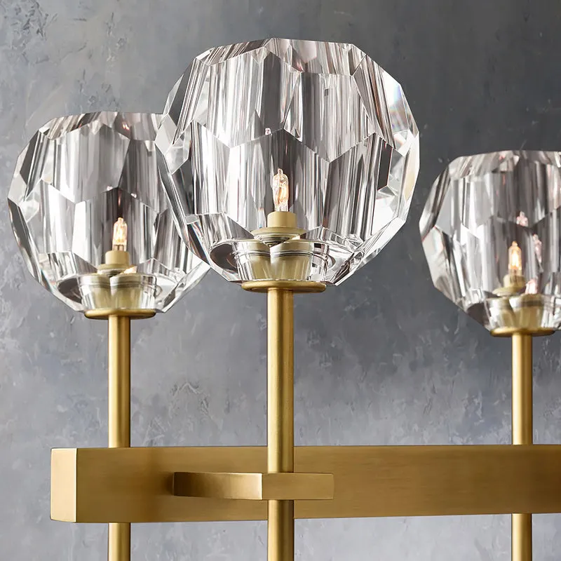 Belle De Crystal Ball Long Linear Chandelier W 60"