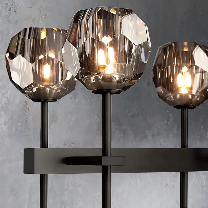 Belle De Crystal Ball Long Linear Chandelier W 60"