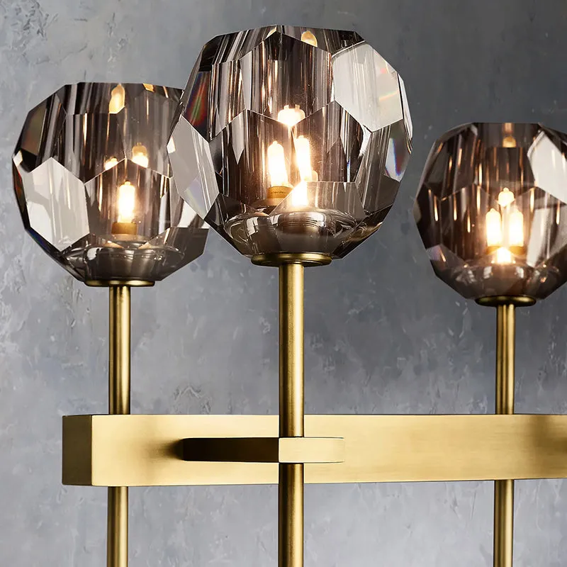 Belle De Crystal Ball Long Linear Chandelier W 60"