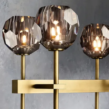 Belle De Crystal Ball Long Linear Chandelier W 60"