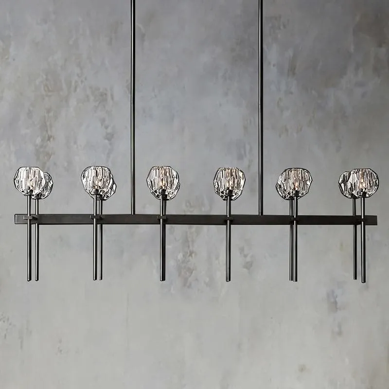 Belle De Crystal Ball Long Linear Chandelier W 60"