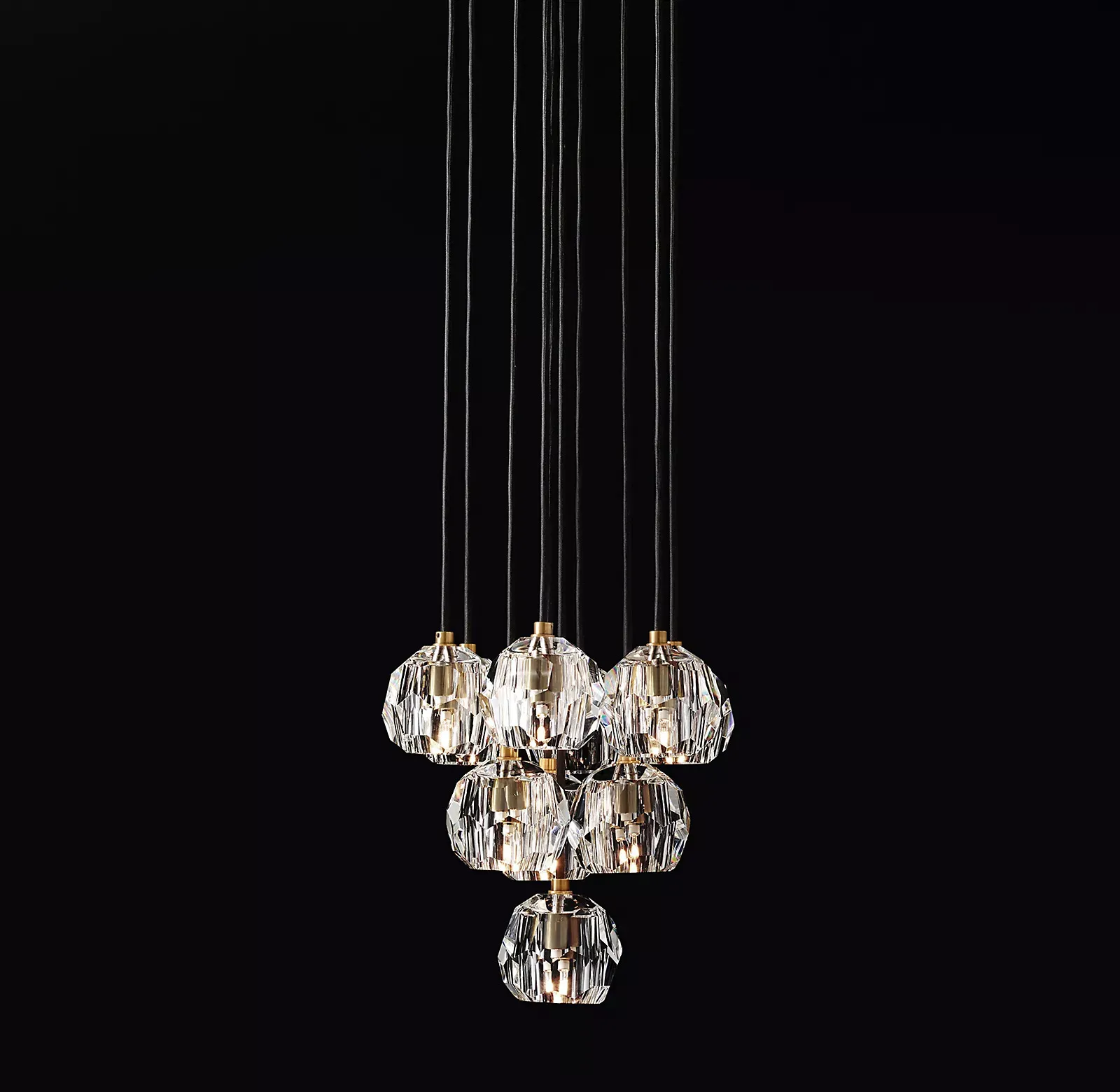 Belle De Crystal Ball Round Cluster Chandelier 14"
