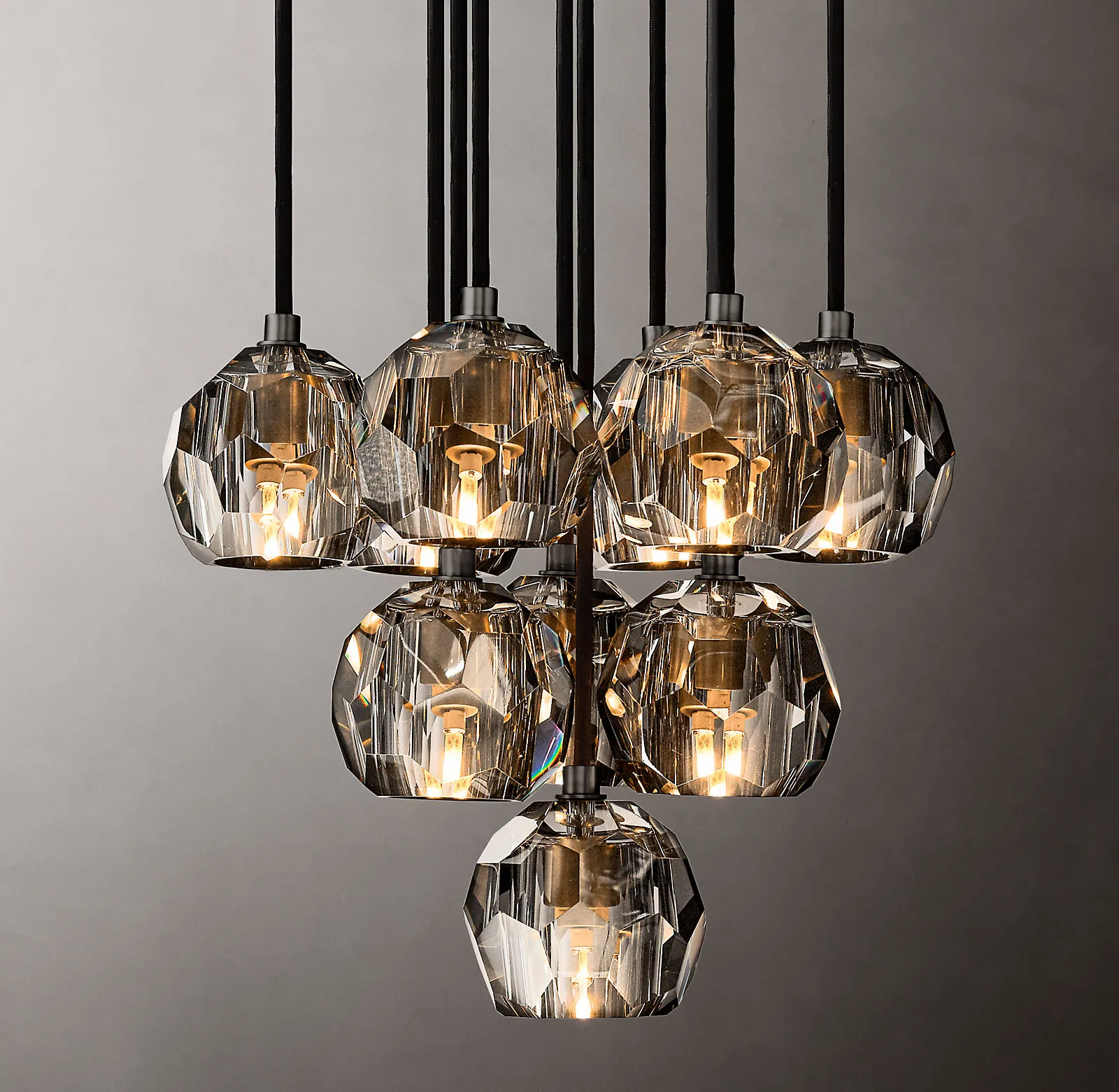 Belle De Crystal Ball Round Cluster Chandelier 14"