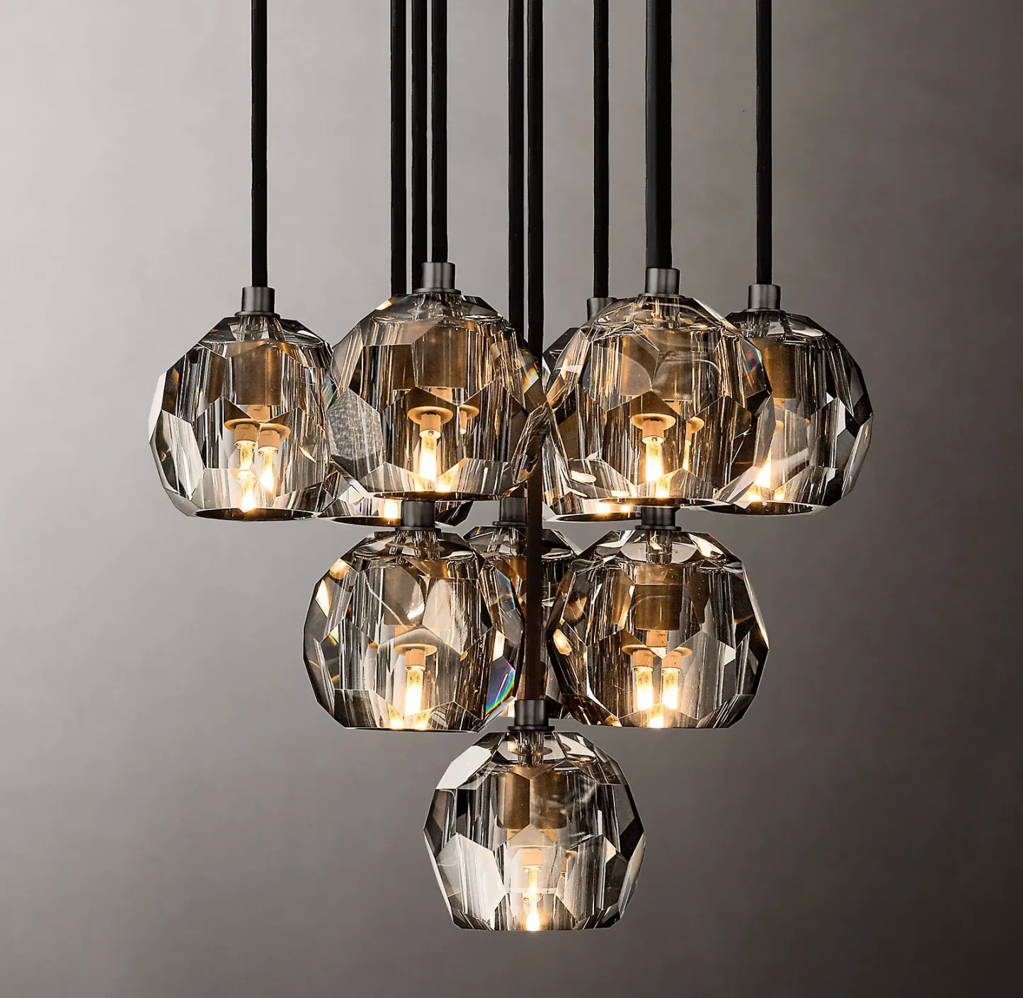Belle De Crystal Ball Round Cluster Chandelier 14"