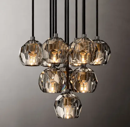 Belle De Crystal Ball Round Cluster Chandelier 14"