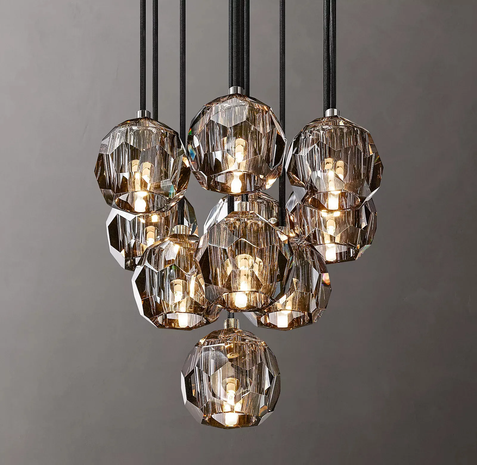 Belle De Crystal Ball Round Cluster Chandelier 14"