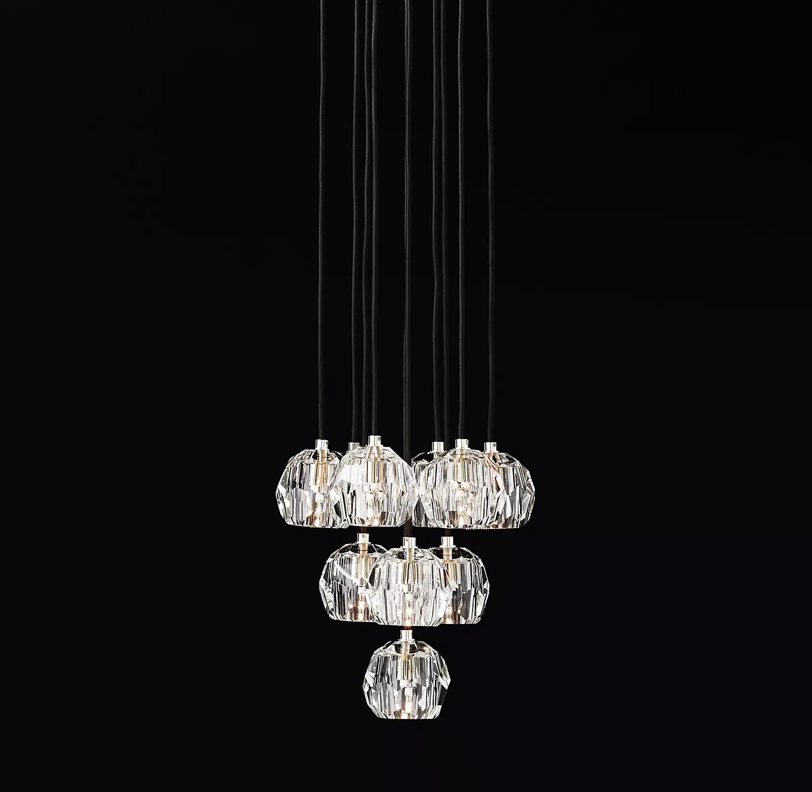 Belle De Crystal Ball Round Cluster Chandelier 14"