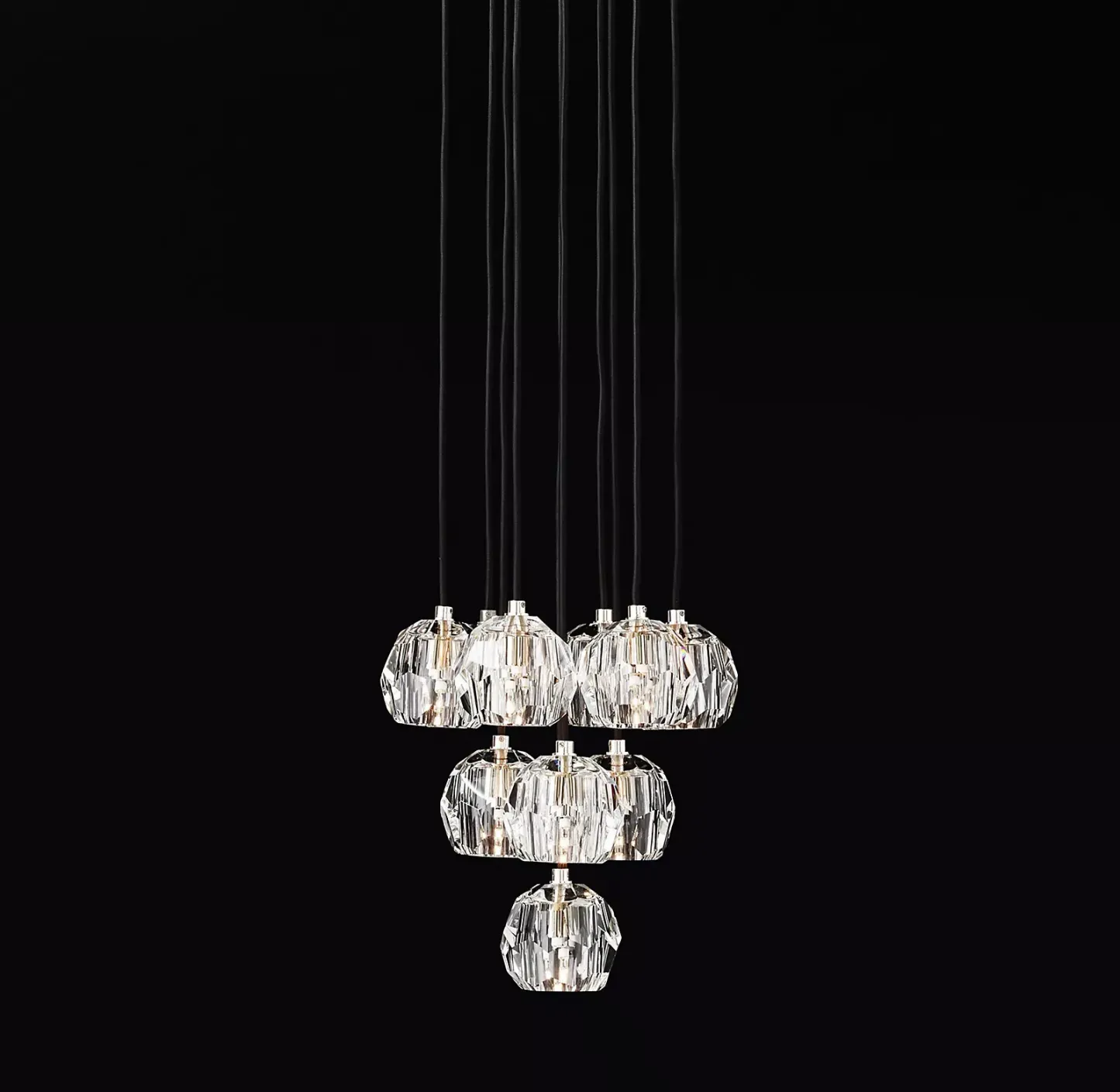 Belle De Crystal Ball Round Cluster Chandelier 14"