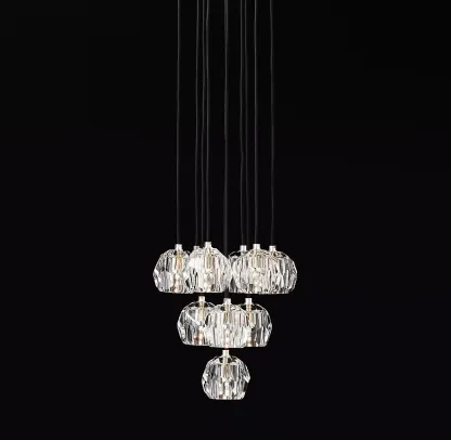 Belle De Crystal Ball Round Cluster Chandelier 14"