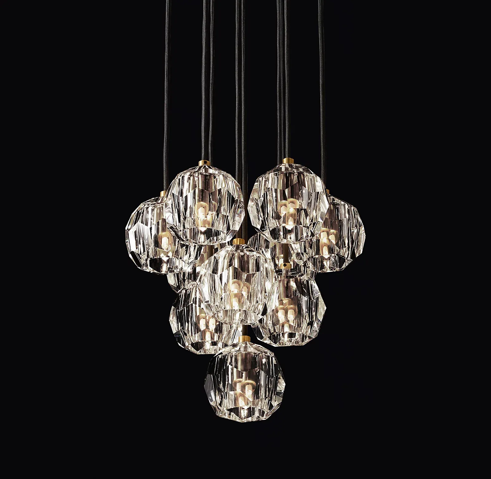 Belle De Crystal Ball Round Cluster Chandelier 14"