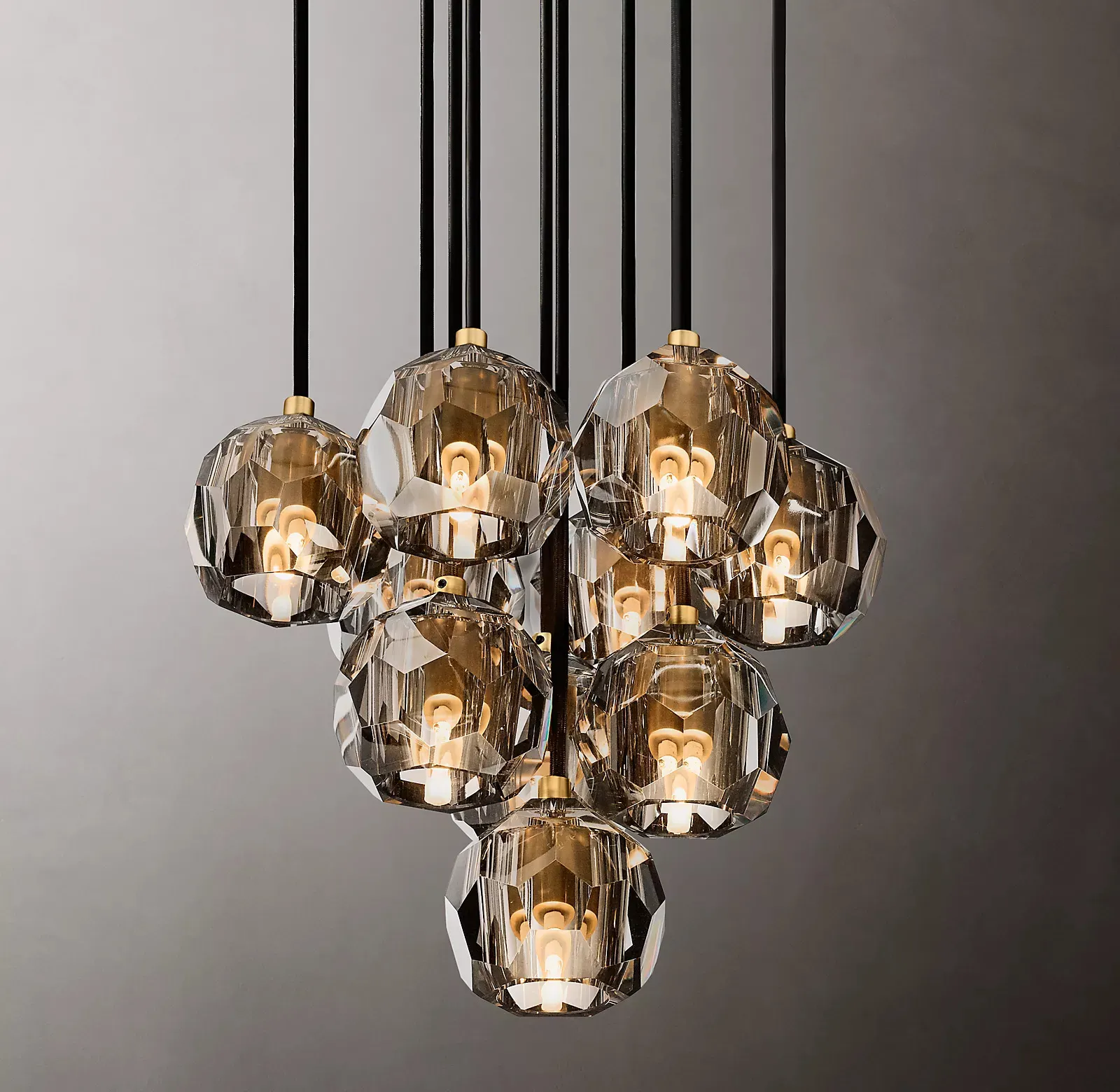 Belle De Crystal Ball Round Cluster Chandelier 14"