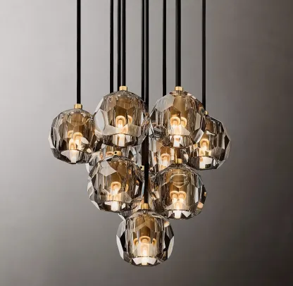 Belle De Crystal Ball Round Cluster Chandelier 14"
