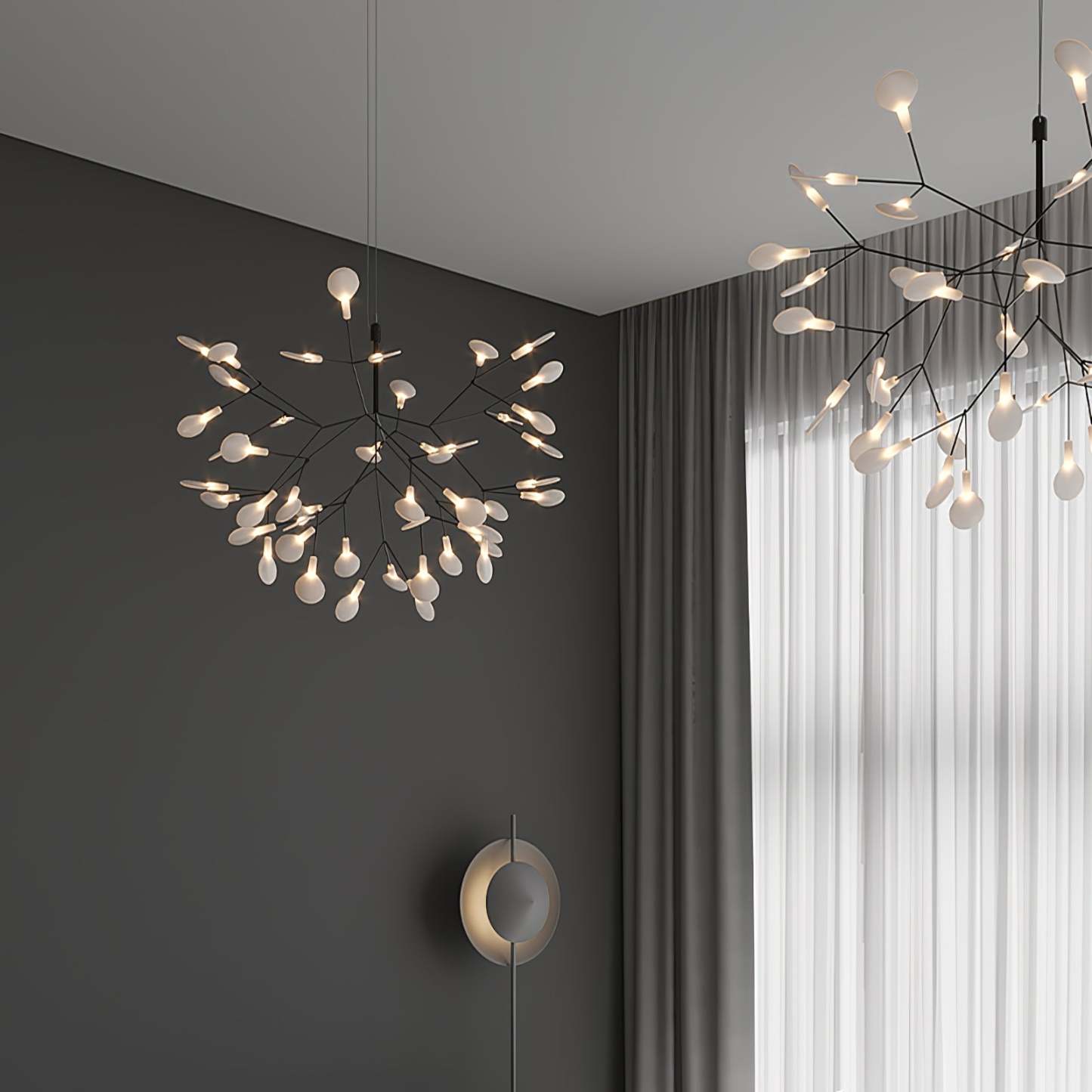 Black Firefly Branches Bifurcated Shape LED Chandelier