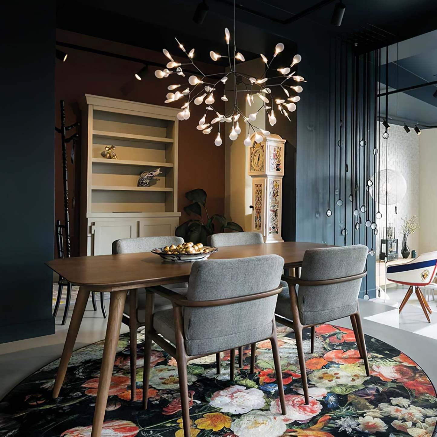 Black Firefly Branches Bifurcated Shape LED Chandelier