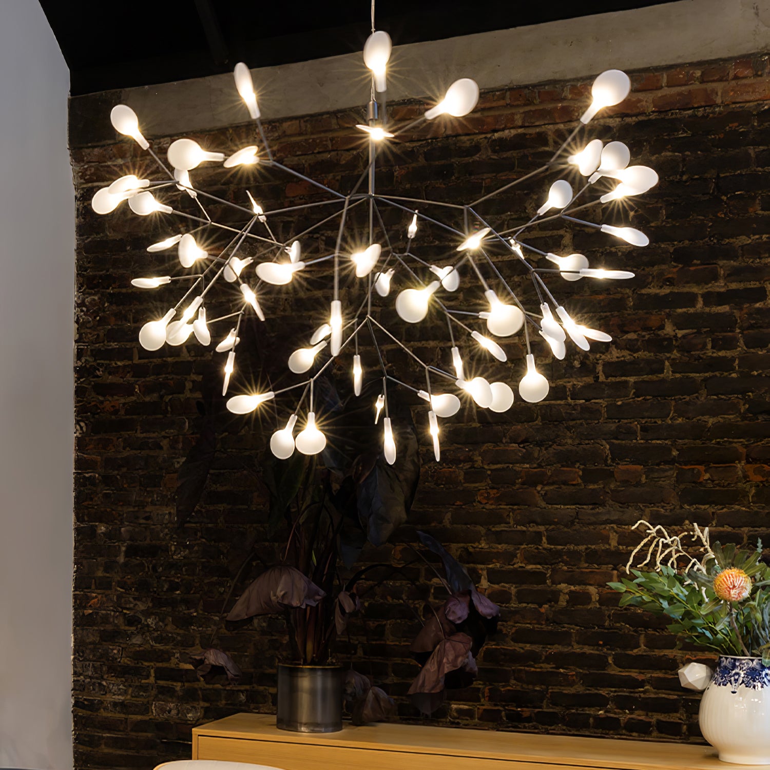 Black Firefly Branches Bifurcated Shape LED Chandelier