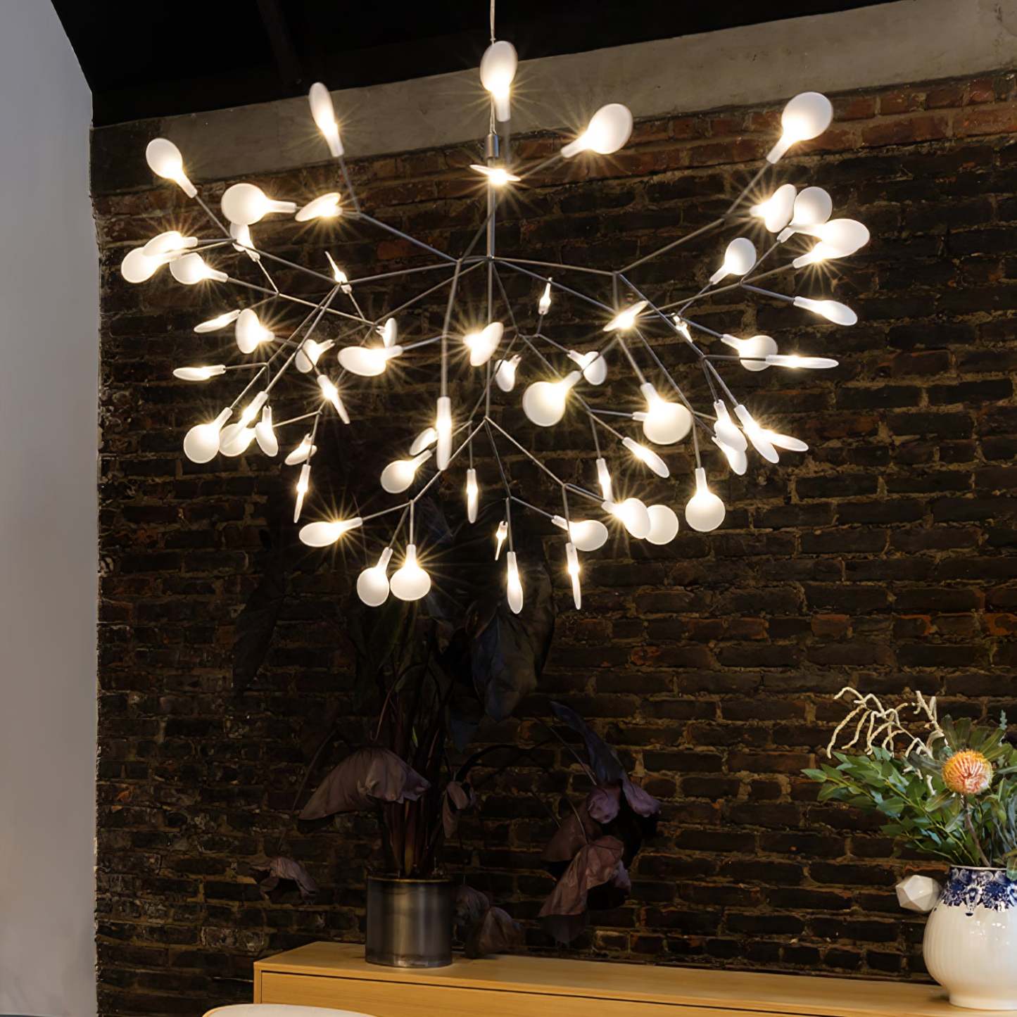 Black Firefly Branches Bifurcated Shape LED Chandelier