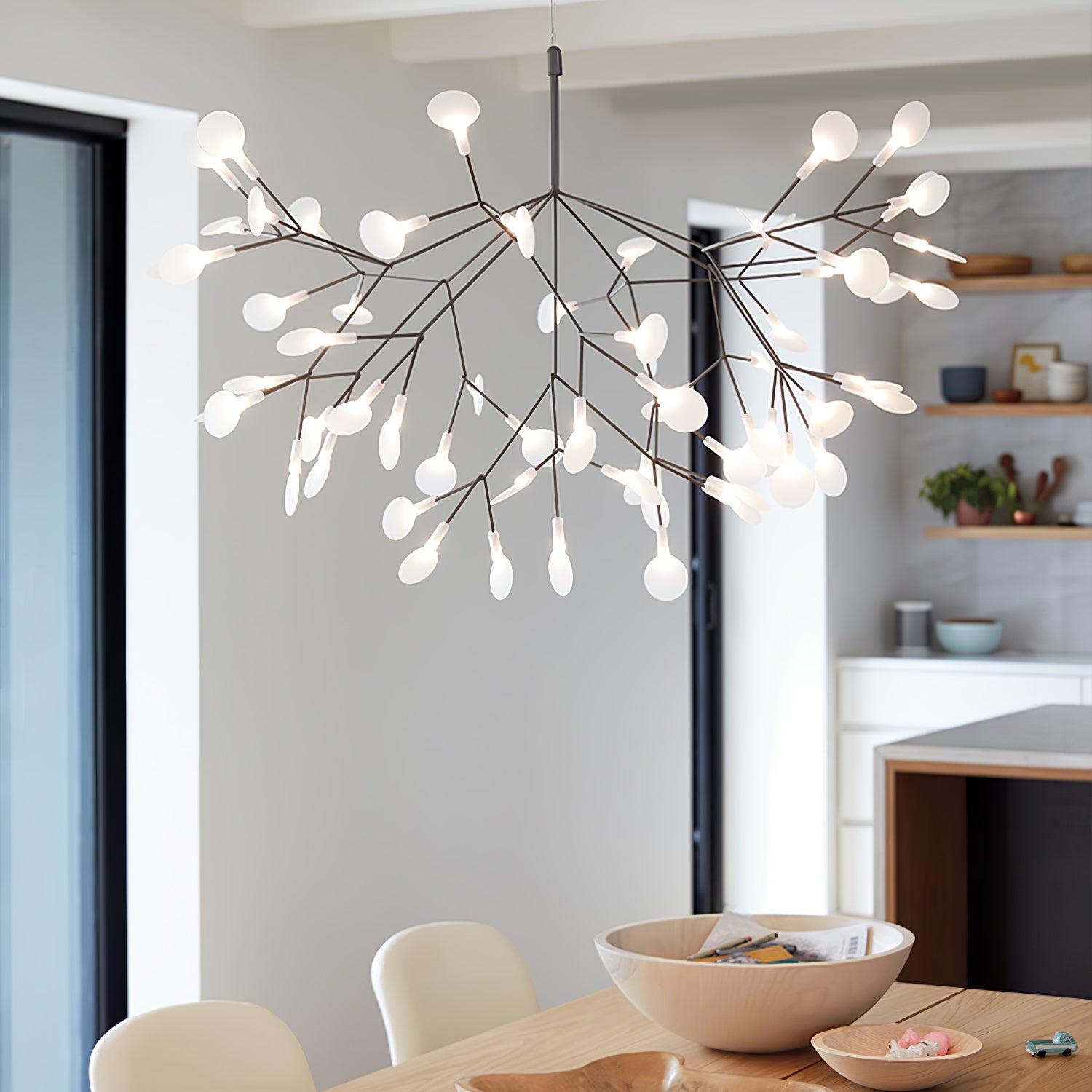 Black Firefly Branches Bifurcated Shape LED Chandelier
