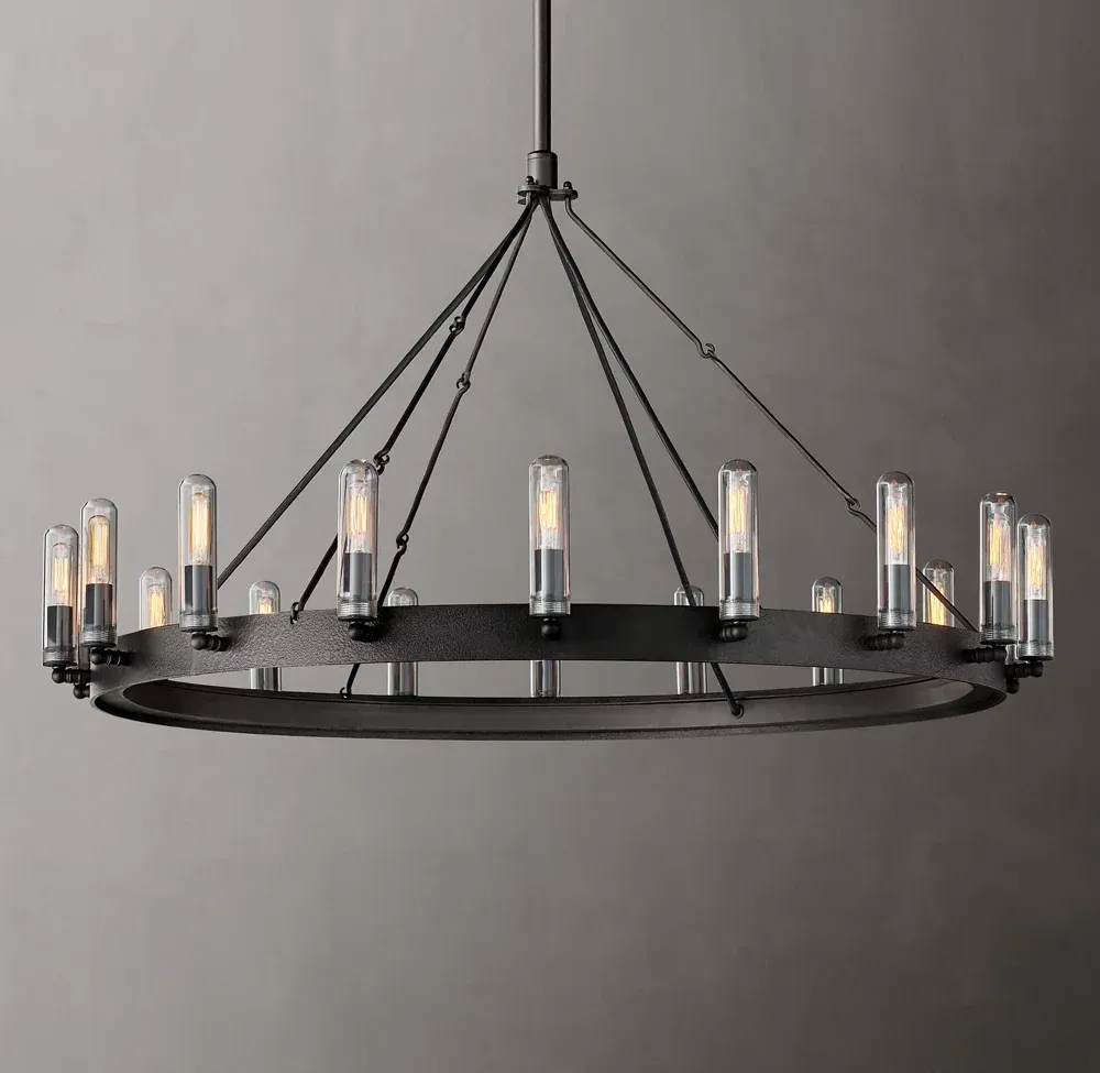 Camino Round Outdoor Metal Chandelier For Living Room