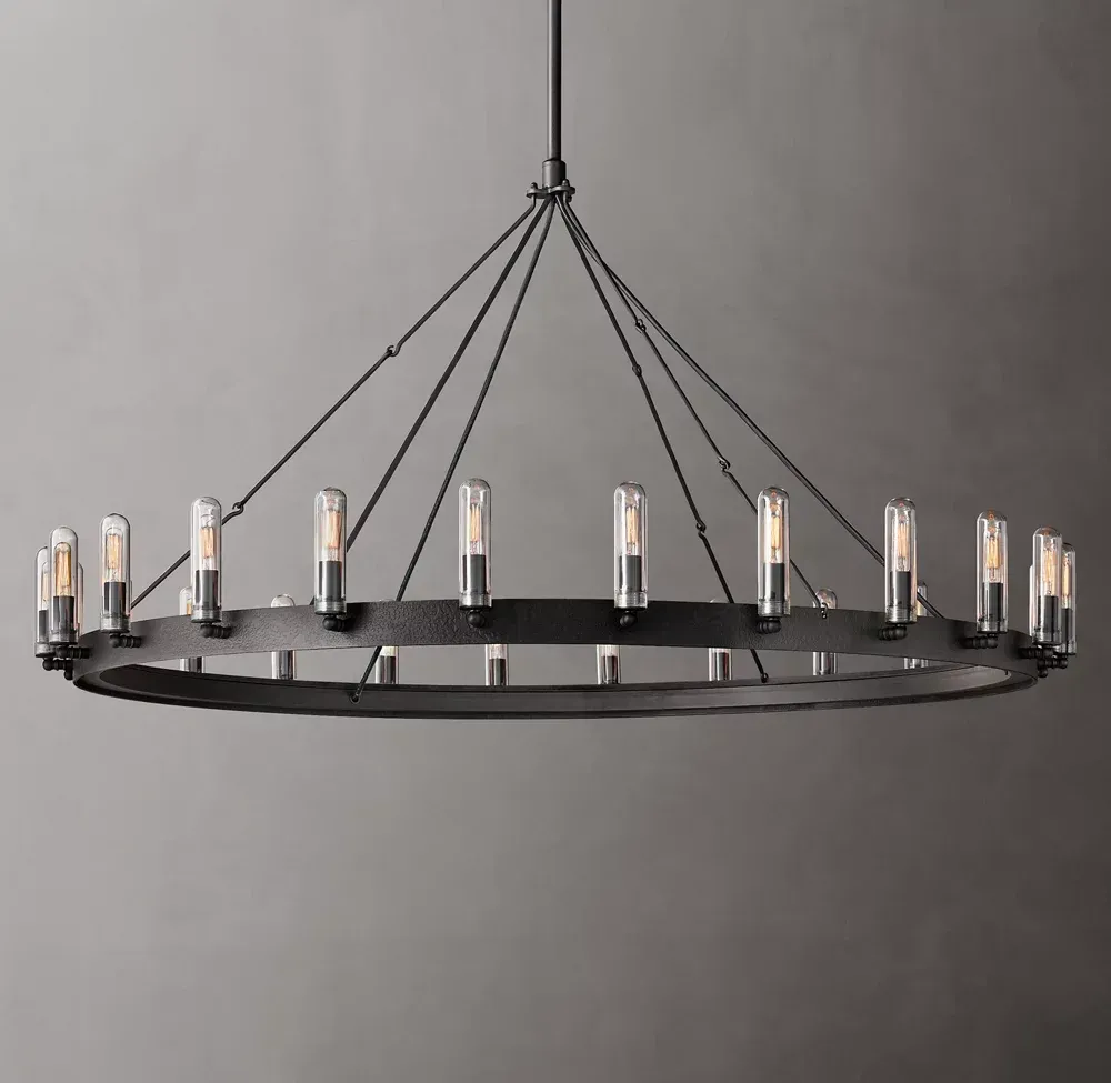 Camino Round Outdoor Metal Chandelier For Living Room