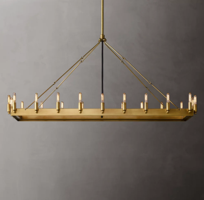 Camino Vintage Filamaent Rectangular Metal Chandelier 52" For Living Room