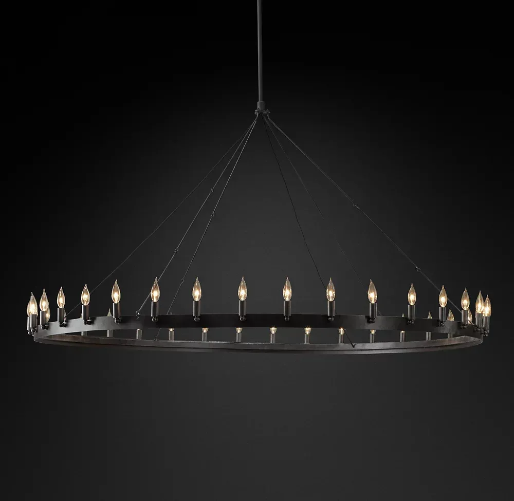 Camino Vintage Candelsbra Round Metal Chandelier For Living Room