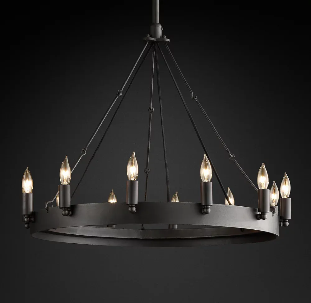 Camino Vintage Candelsbra Round Metal Chandelier For Living Room