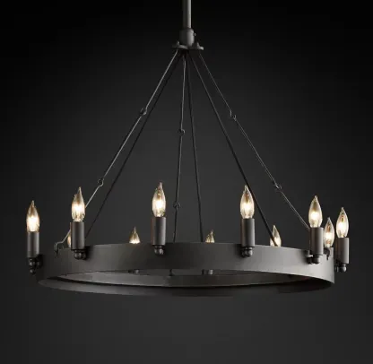 Camino Vintage Candelsbra Round Metal Chandelier For Living Room
