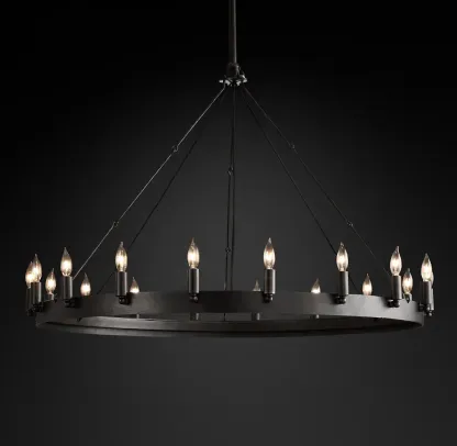 Camino Vintage Candelsbra Round Metal Chandelier For Living Room