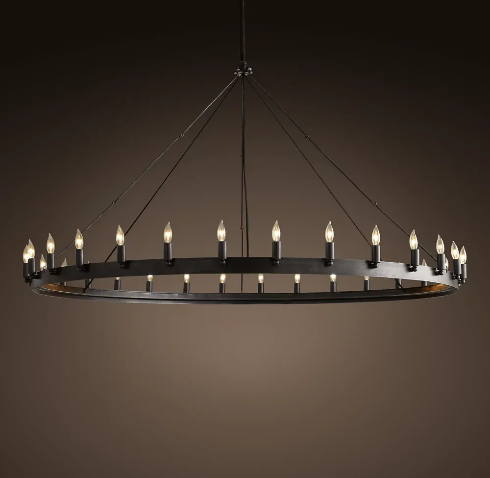 Camino Vintage Candelsbra Round Metal Chandelier For Living Room