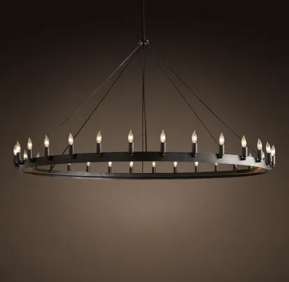 Camino Vintage Candelsbra Round Metal Chandelier For Living Room