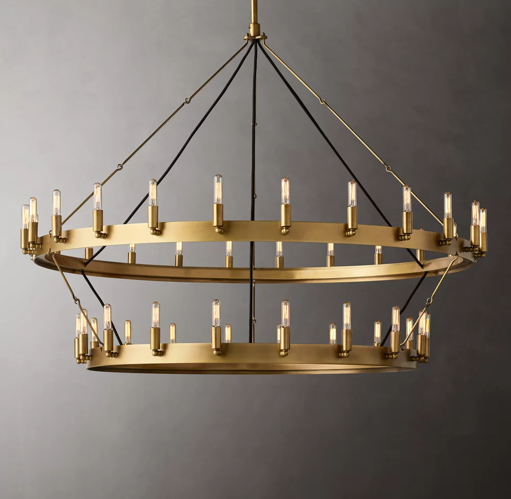 Camino Vintage Filamaent Two-Tier Metal Chandelier 50" For Living Room