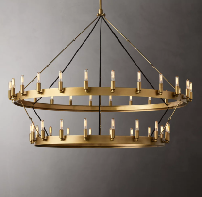 Camino Vintage Filamaent Two-Tier Metal Chandelier 50" For Living Room