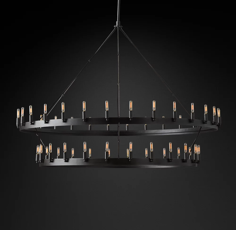 Camino Vintage Filamaent Two-Tier Chandelier 63" For Living Room