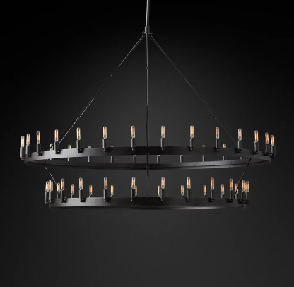 Camino Vintage Filamaent Two-Tier Chandelier 63" For Living Room