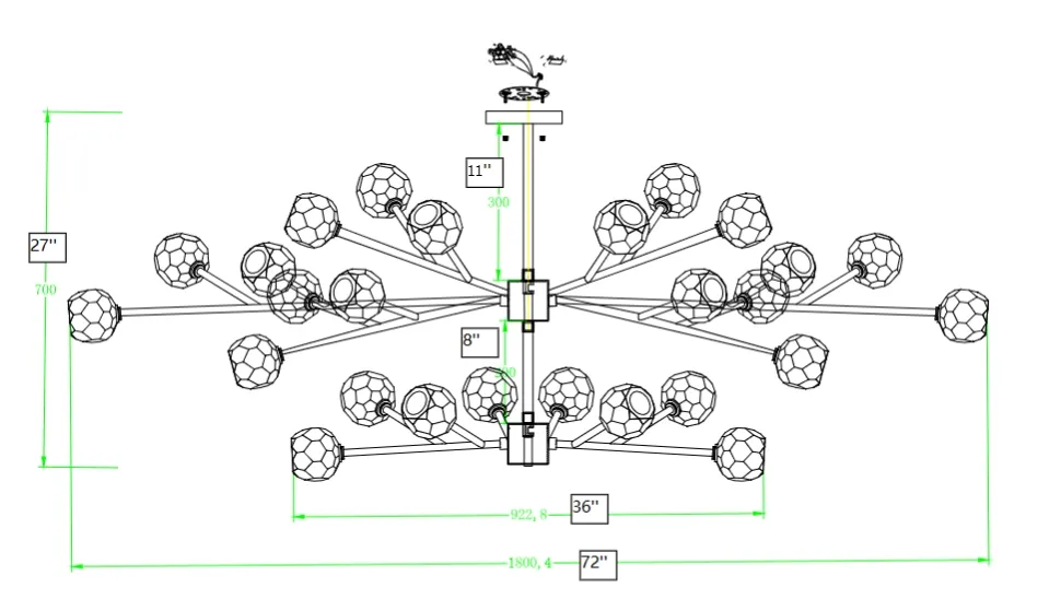 Customize- 2-Tiers Belle De Crystal Ball Chandelier 72''+36''