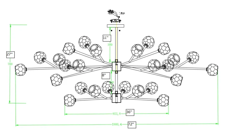 Customize- 2-Tiers Belle De Crystal Ball Chandelier 72''+36''